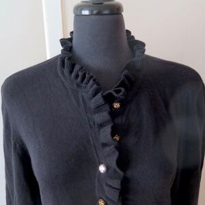 Tory Burch Ruffle Edge Polo Sweater